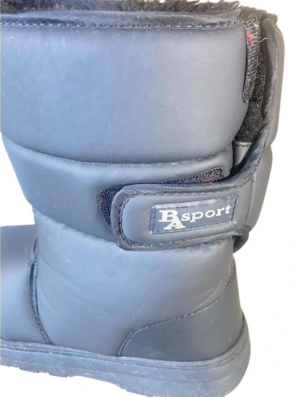 BA Sport Black Puffer Snow Boots Faux Fur Trim Style Travler SZ 11 Rear Closure